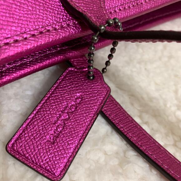 COACH Large Metallic CERISE Pink CITY TOTE Shopper Bag F16224 - Picture 6 of 16